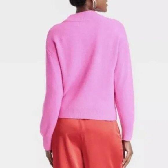 NEW Women's Crewneck Graphic Pullover Sweater - A New Day™ Pink M - Picture 2 of 6